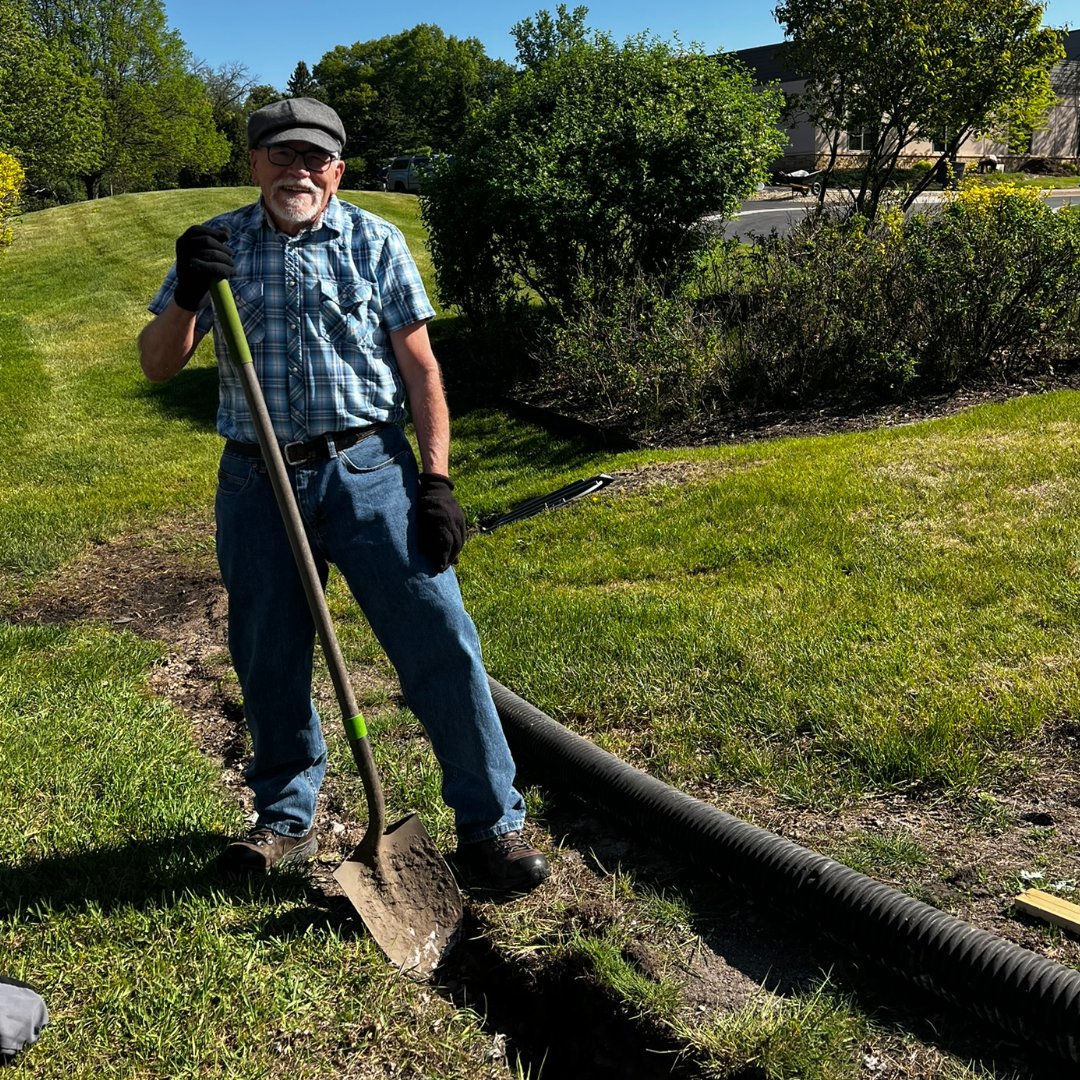 st_monastery's tweet photo. Grateful for another wonderful Pioneer Day of Service at St. Paul's Monastery with volunteers from Hill-Murray School.

Thanks to Joan Norgon, Gary Summerville &amp; Mike Rowe for helping care for the grounds through weeding, mulching, drainage work &amp; repairs.

#PioneerDayOfService https://t.co/tq7oqOW6hT