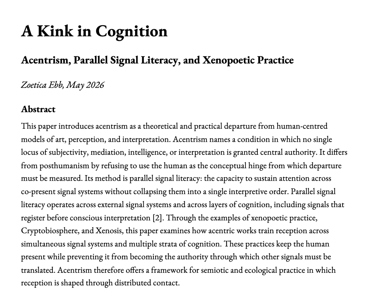 zoetica's tweet photo. A Kink in Cognition: Acentrism, Parallel Signal Literacy, and Xenopoetic Practice 
https://t.co/M11qlIWwi8 via @academia https://t.co/OzLlxE5ZW0