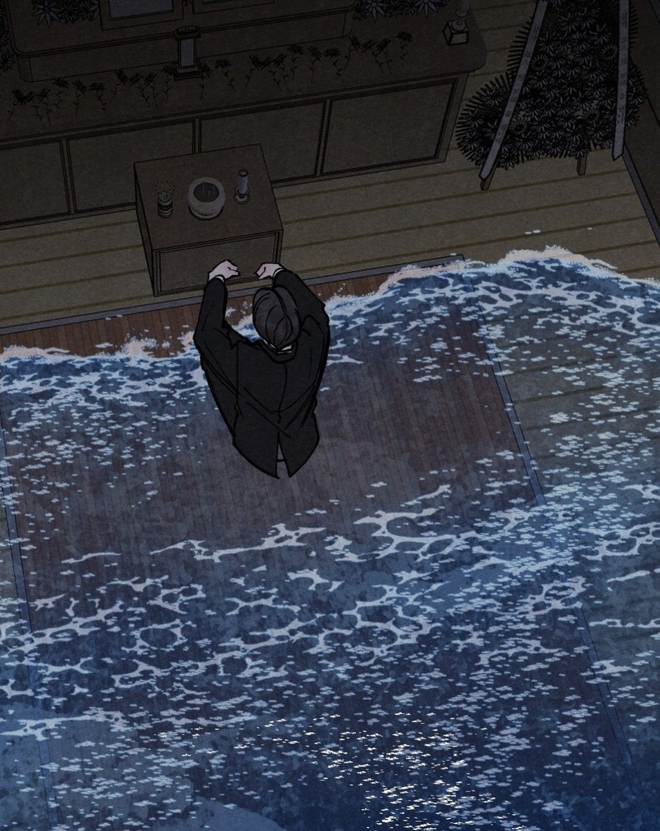LovelySpaceFool's tweet photo. I did enjoy these panels, the somber sea with a noctivagant melancholic character. Dreading and drifting in the deepest darkness of the ocean. Lost at sea with no home to return to. https://t.co/LWxVZnlJhY