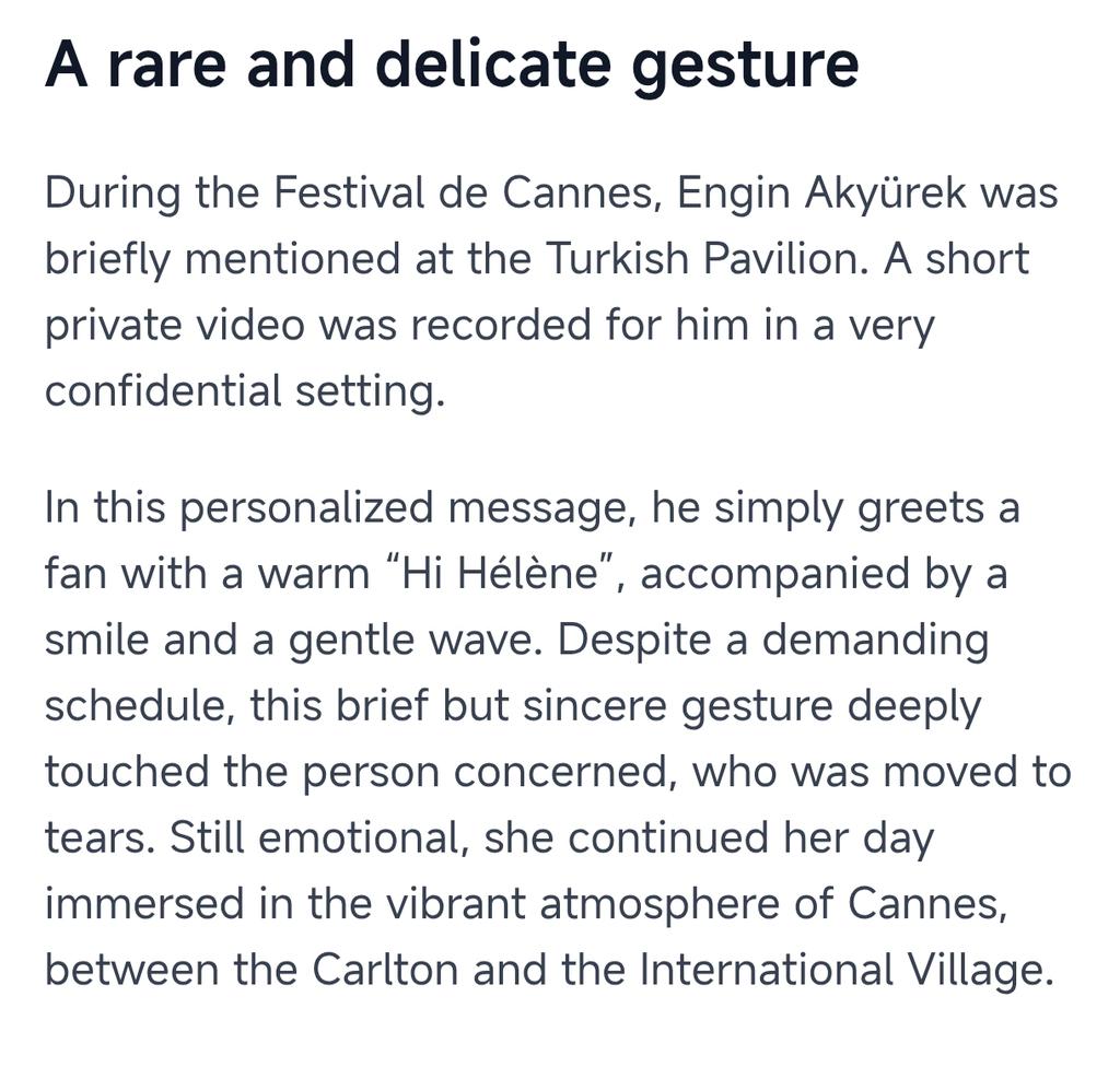 Engin_France's tweet photo. @WexaimQ Here is the video shared by Helene, together with captures of my article. A heartfelt thank you to Helene for kindly accepting to share her video. 
#EnginAkyürek #Cannes2026 #France https://t.co/hs9UtvWpnC