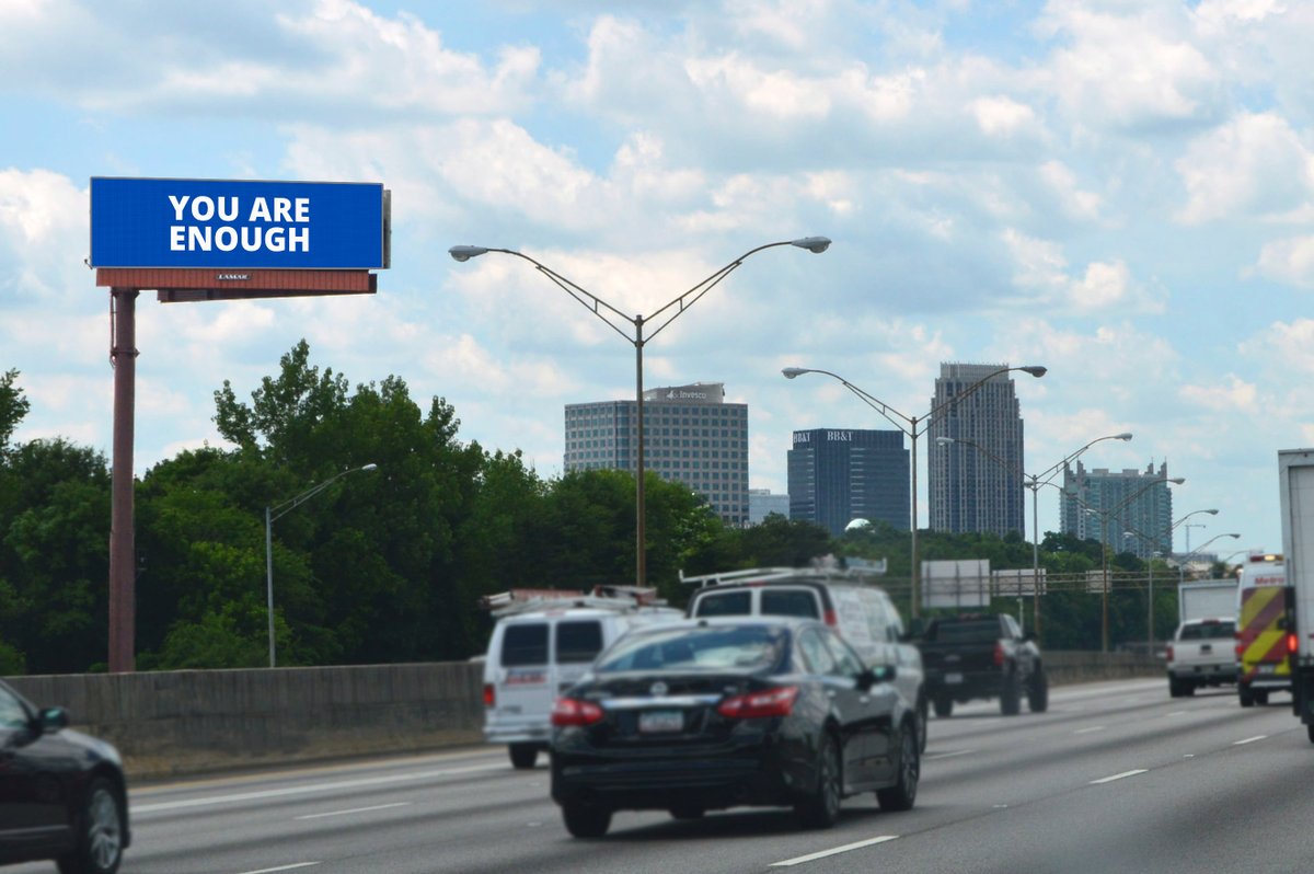 LamarOOH's tweet photo. For Mental Health Awareness Month, we’re using our national billboard network to partner with Giving Purpose. This flagship campaign reminds anyone struggling with mental health that YOU ARE ENOUGH, helping people feel seen, held, and worthy. https://t.co/Wv8noFz3nk