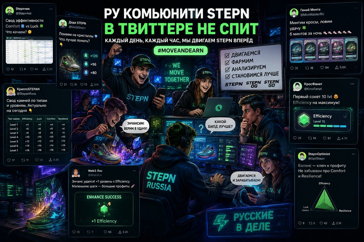 Se0new's tweet photo. Feels like the RU STEPN community is alive again 🚀
People are posting every day, breaking gems 👟💎
Big respect to ambassador @DrAksenov for bringing back activity and energy into the Russian STEPN community 🔥
STEPN RU is moving 💚
#STEPN #STEPNOG #STEPNGO #MoveAndEarn https://t.co/0EBQZquQfx