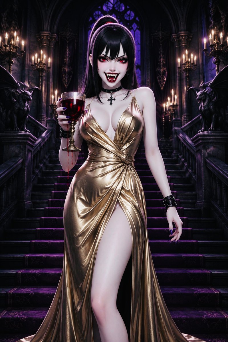MorgannaFangs's tweet photo. Morganna walked down the stairs of her castle greeting her guest 

“Welcome my pray I mean ahem my guest please enjoy your stay “ https://t.co/dPHmd6WZau