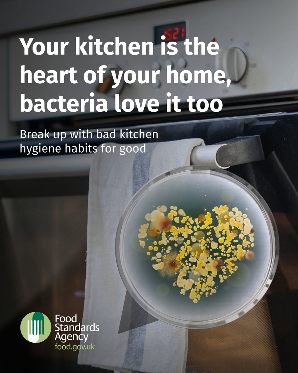 WTStds's tweet photo. Don't use dirty &amp; old sponges, cloths or tea towels in your kitchen.    
These items can harbour and spread bacteria.  
Wash your tea towels often, chuck out your old sponge and dry between uses. 
#BacteriaLoveItHere #FoodSafety 
https://t.co/huFdMu9TJ5 https://t.co/oLeIHaXtcB