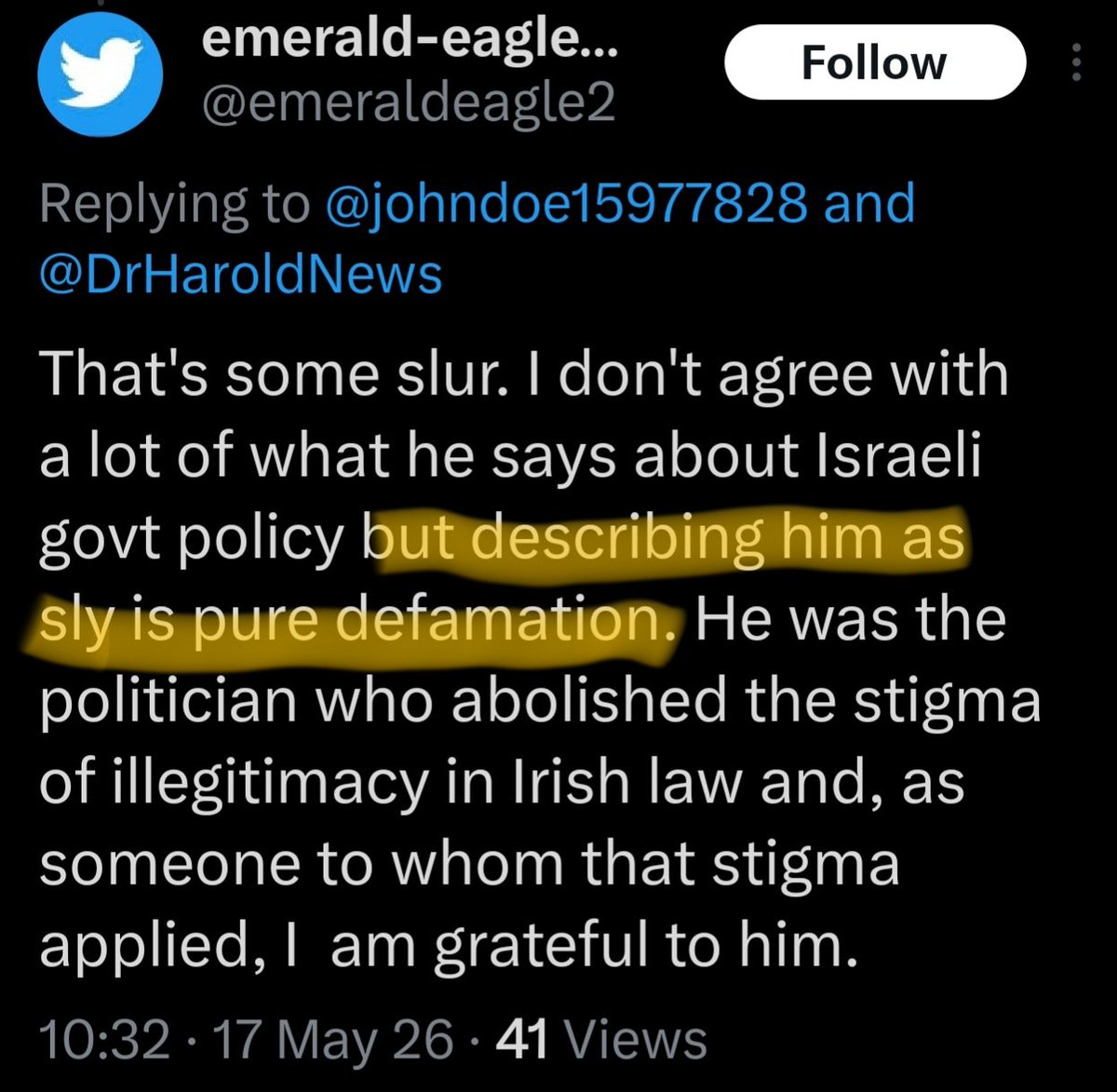 Pint0fStout's tweet photo. @emeraldeagle2 @johndoe15977828 @DrHaroldNews Lol, seems your memory is as good as your legal mind.... I can only go on what you posted pal, not what you wished you posted. https://t.co/VVLUAjB4x7