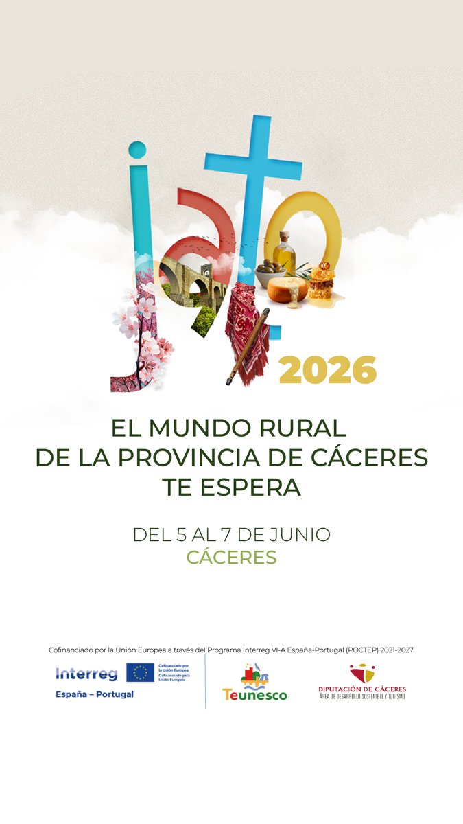 teunesco's tweet photo. 🌿 @jatocaceres 2026: el mundo rural se encuentra en Cáceres 🌿

Del 5 al 7 de junio, #Cáceres acoge una nueva edición de #JATO, un evento que pone en valor el potencial del medio rural: empleo, emprendimiento, cultura, turismo y sostenibilidad.

#TEUNESCO #TerritoriosUNESCO https://t.co/SKHLDQy9s9