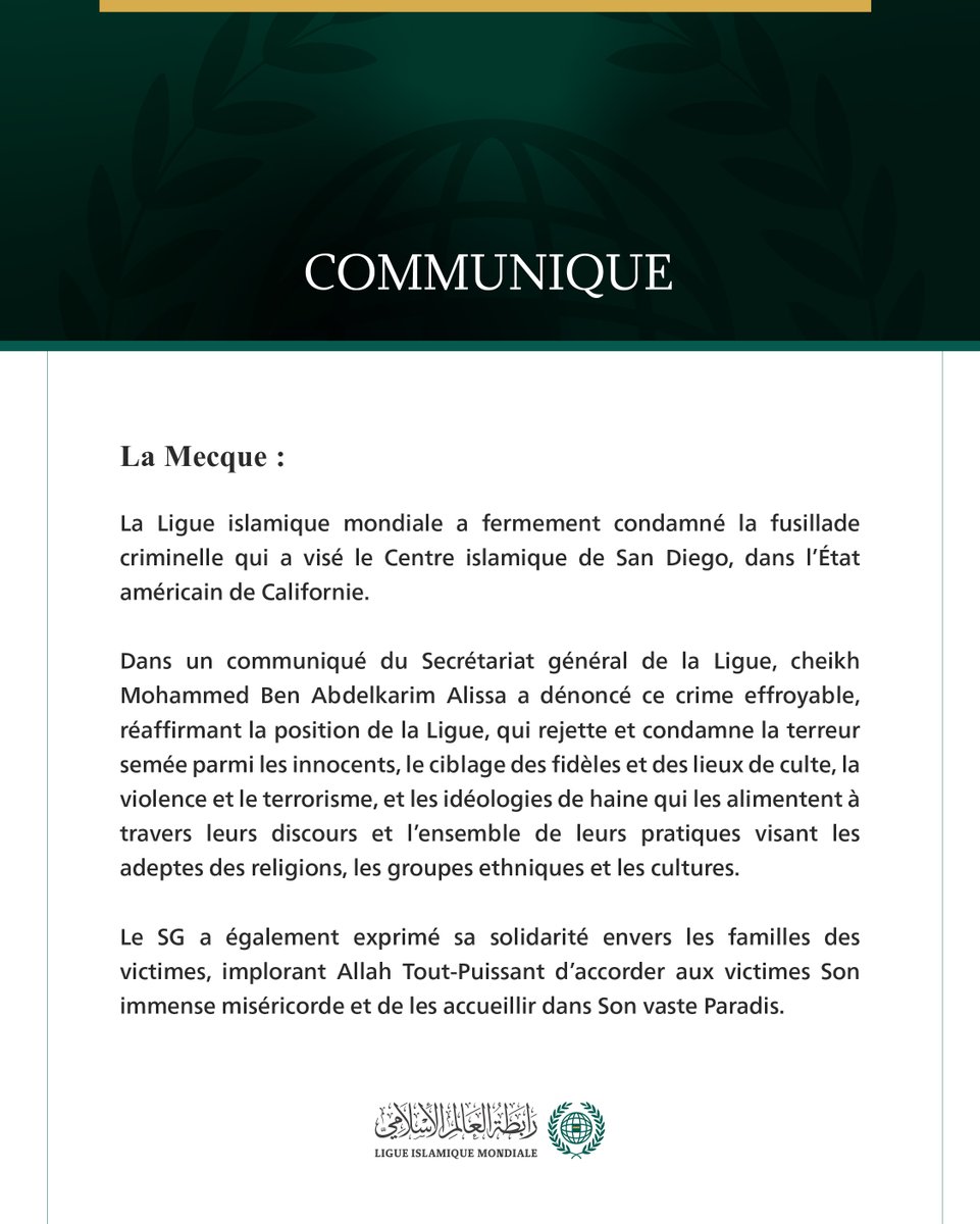 Ligue islamique mondiale tweet media