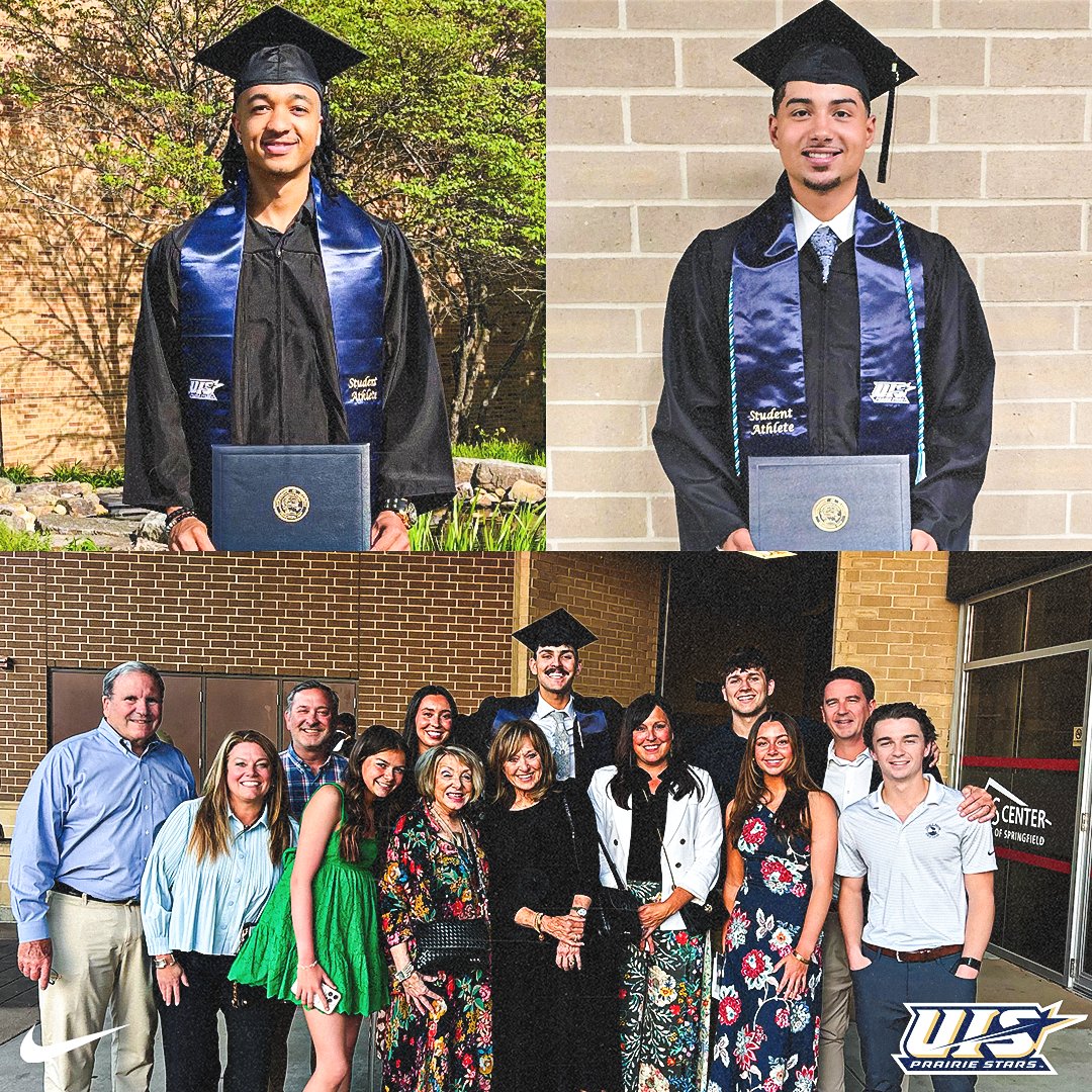 UISHoops's tweet photo. Congratulations to Jordan, Tye, and Colin on graduating! 🎓🏀

Thank you for everything you’ve given to UIS Basketball.

#WeAreStars https://t.co/L920VUOZ7z