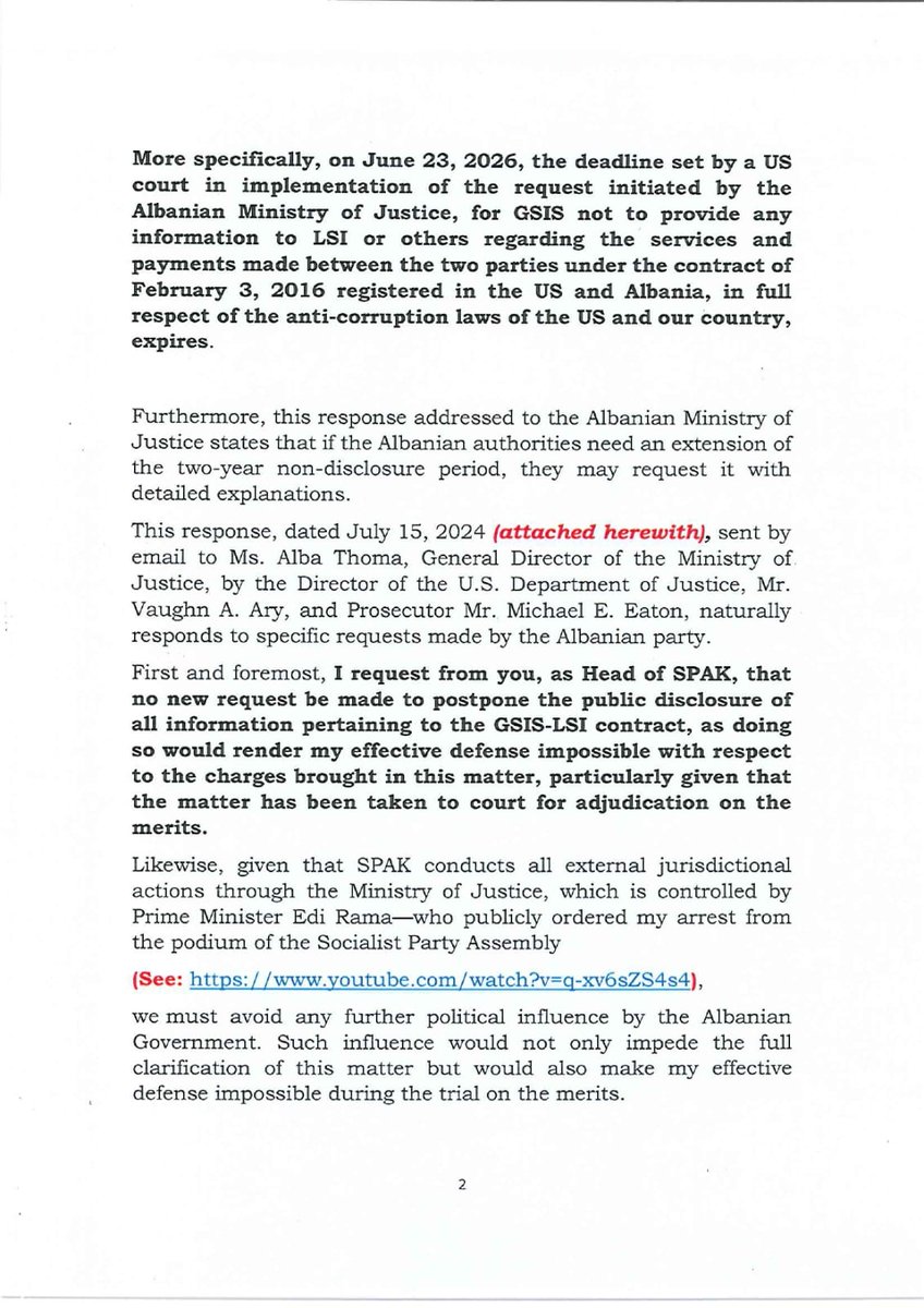 ilirmetazyrtar's tweet photo. Letter from the President of the Freedom Party, Mr. Ilir Meta, addressed to the Head of SPAK, Mr. Klodjan Braho (1/3) https://t.co/iDHlnD2W7p