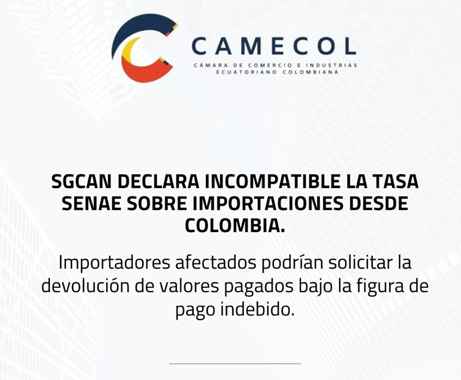 CAMECOLEC's tweet photo. Compartimos información de interés para empresas vinculadas al comercio Ecuador-Colombia

Meythaler &amp; Zambrano Abogados analiza implicaciones de la resolución  CAN sobre la tasa aplicada por SENAE y posibles mecanismos de devolución

🔗 https://t.co/Ho1ydireZy

#CAN #Comercio https://t.co/chahdN0HAs