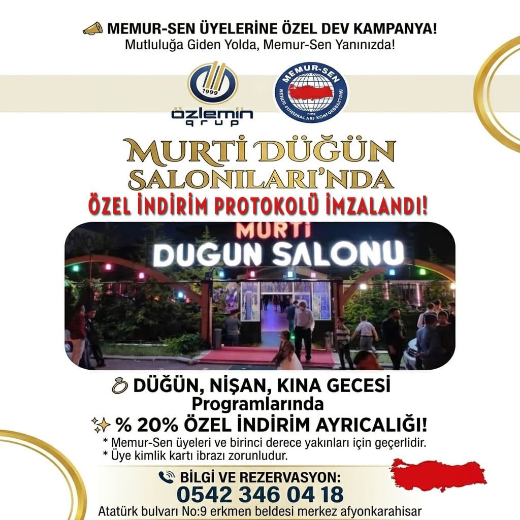 AfyonMemurSen's tweet photo. Özlemin Grup’tan Memur-Sen Üyelerine Özel %20 İndirim Anlaşması yapılmıştır. Hayırlı Olsun. https://t.co/nCXiSjoXW6