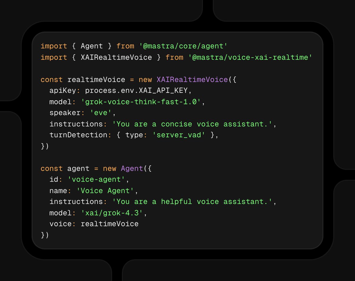🆕 @mastra/core@1.34.0 Real-time speech-to-speech for Mastra agents via ...