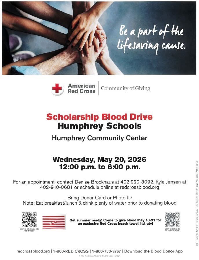 ACHS_Defenders's tweet photo. There are still spots to fill at the Humphrey Schools Blood Drive on Wednesday, May 20. 

Contact Denise Brockhaus or Kyle Jensen to schedule, or schedule online at https://t.co/pW0nuO39xq! https://t.co/plh4qVJhRb