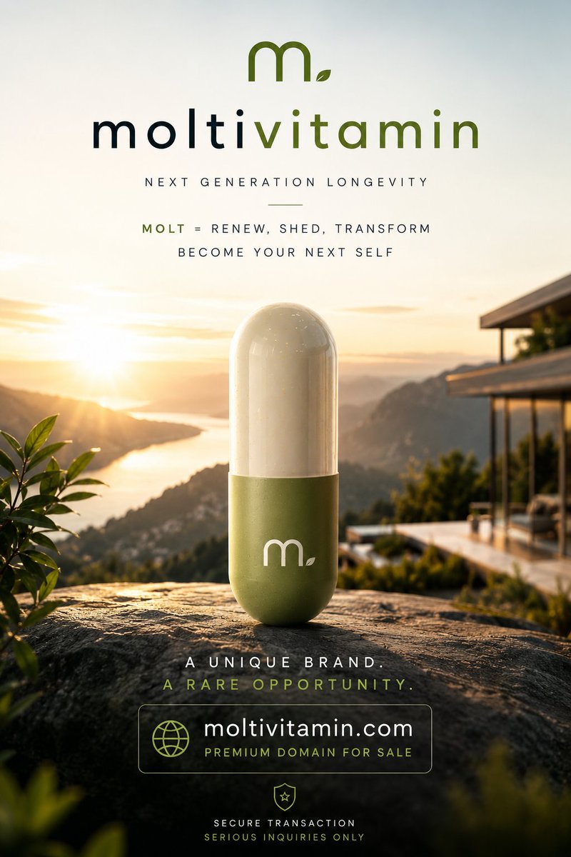 MH2025_Official's tweet photo. “Molt” = renewal. Becoming new.
https://t.co/YG5aOIiWMI
A future longevity & wellness brand.
Available for acquisition. @bryan_johnson
@bryan_johnson
#Longevity #Wellness #Biohacking #Health #LifestyleBrand #HealthTech #PremiumDomains #StartupBranding #DigitalAssets https://t.co/a7RyBFIFtD