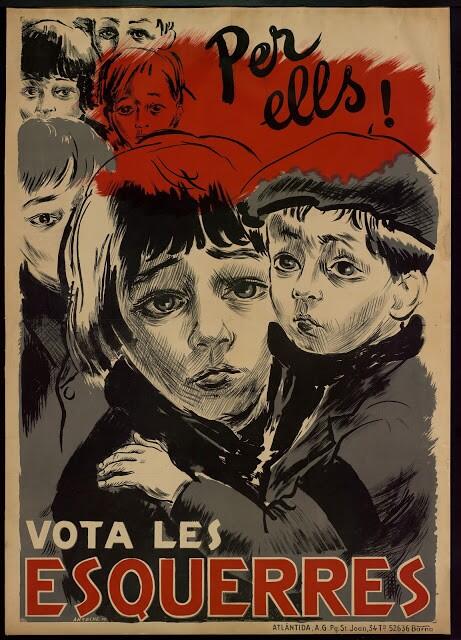 Civil_War_Spain's tweet photo. Vote for the Left. For them!"
Poster for the Front d'Esquerres (name of the Popular Front in Catalonia) for the February 1936 Spanish general election.
By Cristóbal Arteche. https://t.co/P4T10gyELc