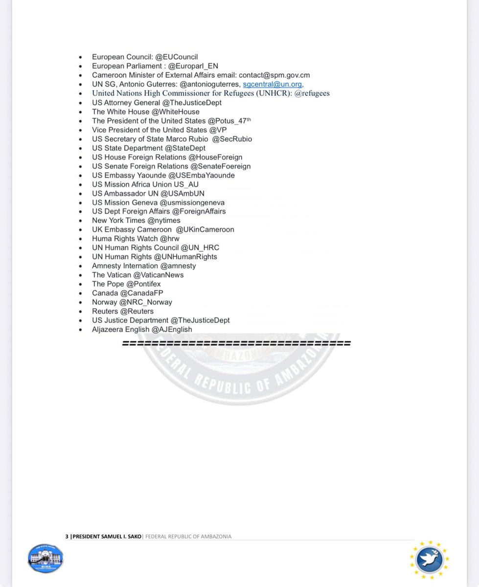 CelestinAtanga's tweet photo. Having failed to manipulate @Pontifex during his visit to #Ambazonia &amp; #Cameroun, the latter is intensifying its extrajudicial killings of #Ambazonians. Attached is the @FRAOfficialPage's statement on killings of 3 civilians in Muyuka on May 19, 2026.
@UKinCameroon @USEmbYaounde https://t.co/ec4xV1E7ey