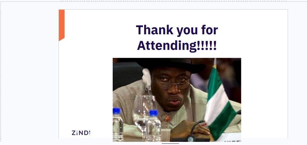 _TobeTek's tweet photo. What a day!!! Just finished preparing my slides for the @ZindiAfrica UNIABUJA meetup happening this Friday.

Icebreakers + parting memes = magic everytime. https://t.co/dgfysQbfUJ
