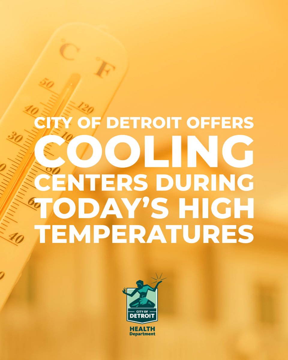 DetHealth's tweet photo. Detroit, with the rise in temperatures today, residents are encouraged to take precautions and stay cool during the hottest part of the day. https://t.co/GRSIujbVwN