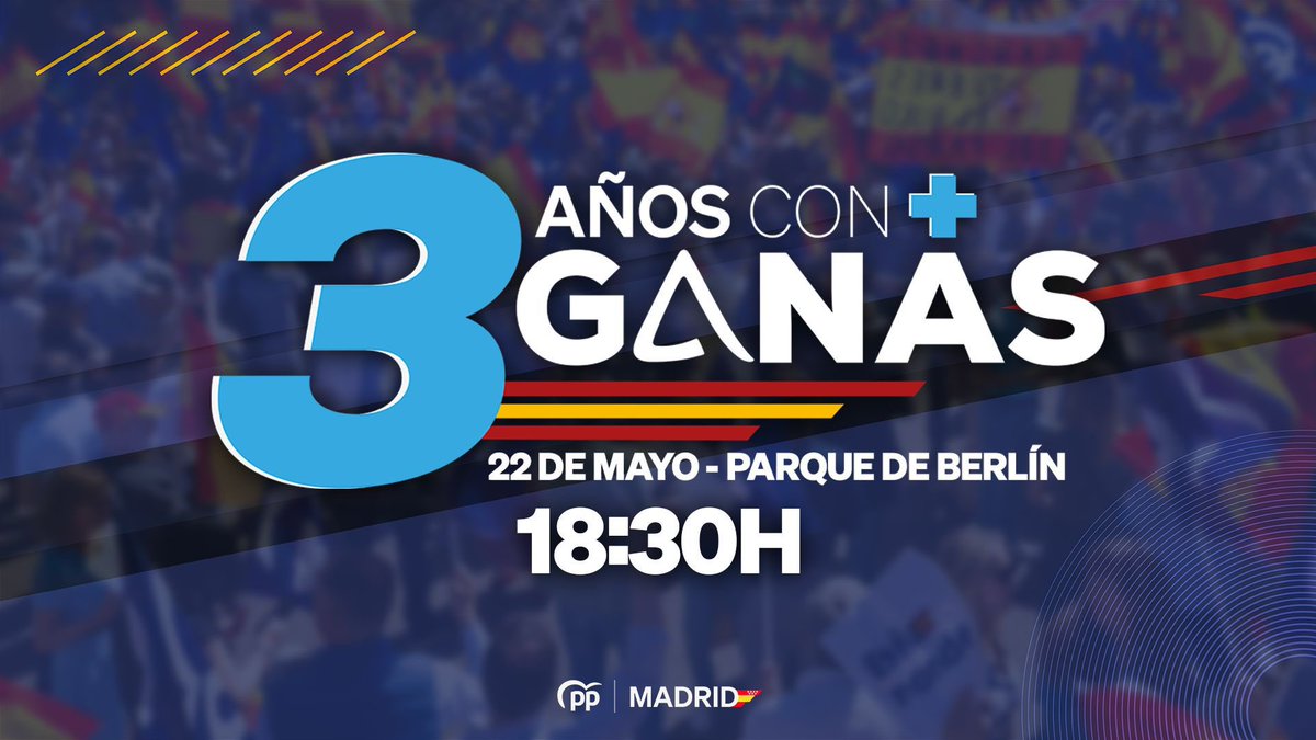 pprozasdemadrid's tweet photo. Este viernes 22 de mayo celebramos #3AñosConMásGanas. 

A las 18.30h en el Parque de Berlín. 

¡Te esperamos! 💙 https://t.co/xERDp5p3uX