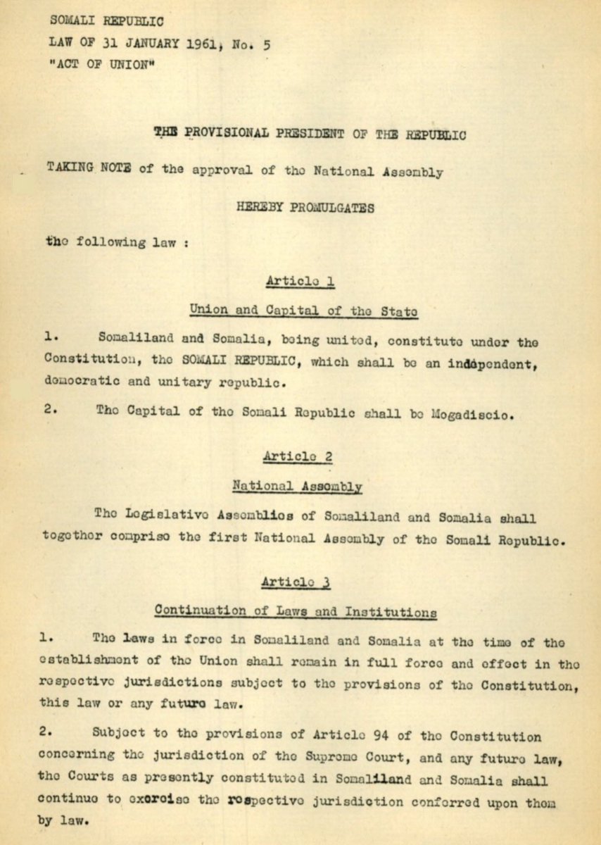westtoeastt's tweet photo. The “Act of Union” was a joke not worth the paper it was written on.

It wasn’t a treaty between two countries. It was Somalia’s domestic Law No. 5, rammed through in January 1961 a full six months after the so-called union on 1 July 1960.

They literally tried to pass a law retroactively to legalize something that never properly happened. 😂

Basic law 101: you can’t magic a union into existence by backdating a domestic bill.

No joint treaty. No mutual ratification. Just unilateral Somalian paperwork pretending to be legal.

This wasn’t union. It was legal fiction.

This is an open and shut case for the experts at @mccuejury