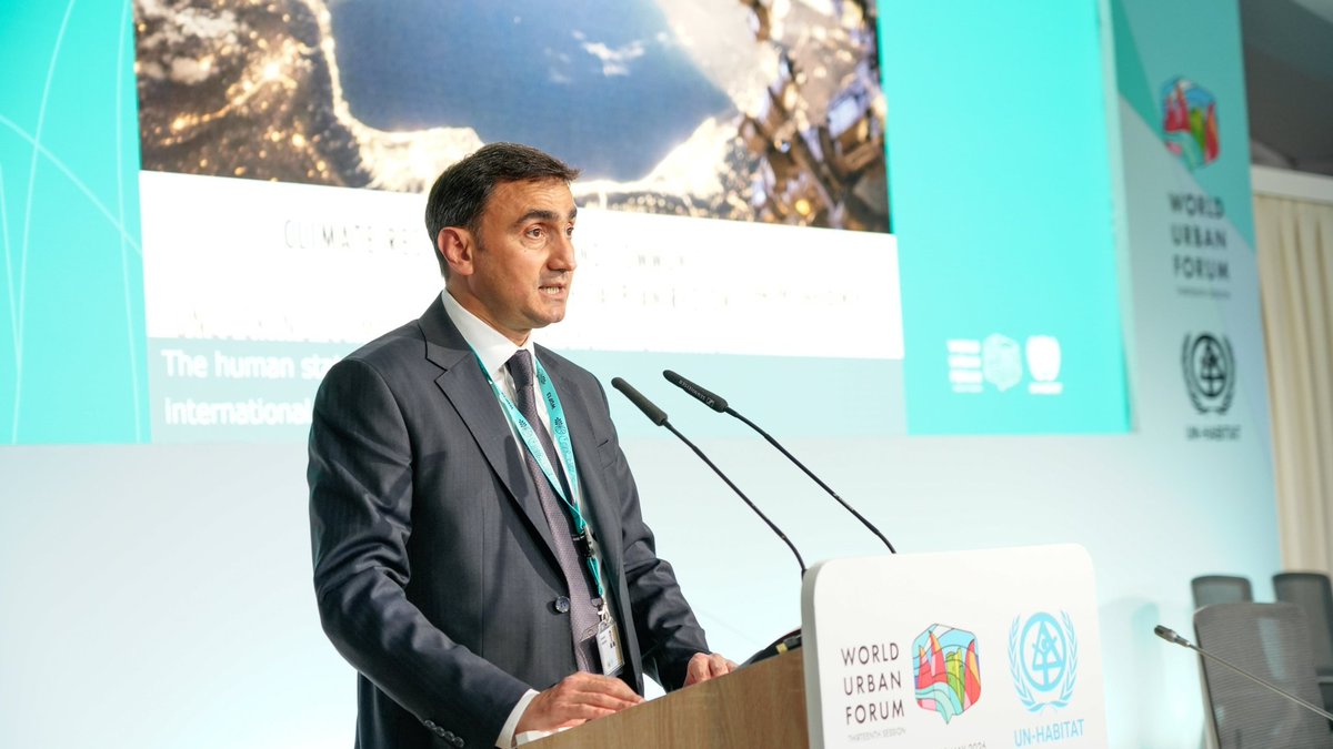 WUF13Azerbaijan's tweet photo. The event, titled “Climate-Resilient Cities and Communities in the Caspian Region: Mobilizing Climate Finance for Urban Adaptation,” took place on 19 May and was jointly organized by the Ministry of Ecology and Natural Resources of the Republic of Azerbaijan and the United Nations Human Settlements Programme (UN-Habitat), in partnership with the United Nations Environment Programme (UNEP) and the International Organization for Migration (IOM).

The event was opened by Ms. Anacláudia Rossbach, Executive Director of UN-Habitat; Ms. Elizabeth Maruma Mrema, Deputy Executive Director of UNEP; and Aghakarim Samadzadeh, First Deputy Minister of Ecology and Natural Resources of the Republic of Azerbaijan.

#WUF13 #WUF13Azerbaijan #Baku2026 #WorldUrbanForum
