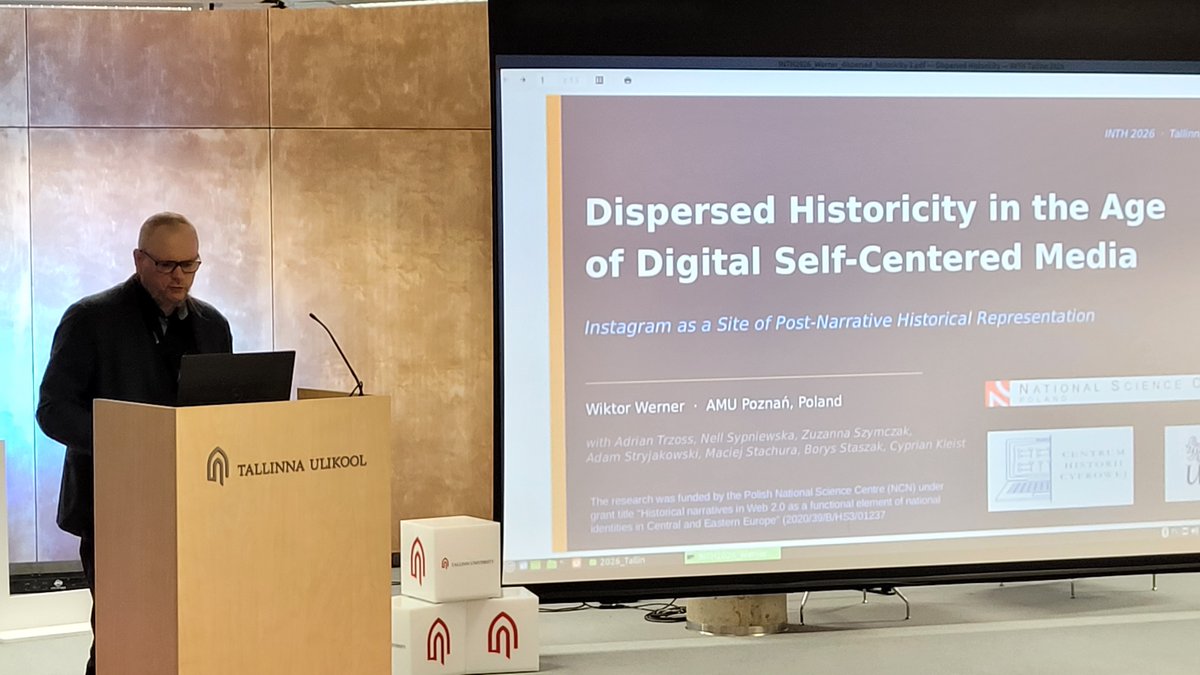 drWiktorWerner's tweet photo. I had the pleasure of presenting at INTH 2026 in Tallinn our research on historical narration on Instagram.

The talk asked what happens to historical understanding when the past is encountered through images, captions, reels, profiles and algorithms.

#INTH2026  #DigitalHistory https://t.co/wLEl8JOKiC