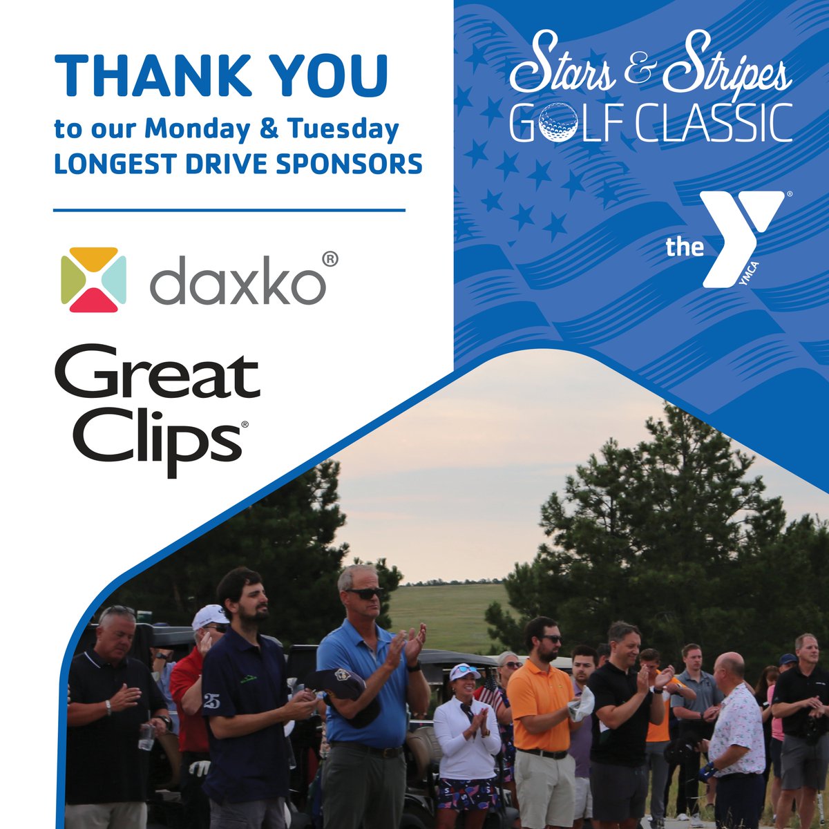 ppymca's tweet photo. Special thanks to @Daxko Engage &amp; @GreatClips, our Monday &amp; Tuesday sponsors for the upcoming Stars &amp; Stripes Golf Classic! ⛳⭐ Learn more about each sponsor below!

✉️https://t.co/eUb8YGbQzK
💇‍♀️https://t.co/Q5aADRHMRL https://t.co/dsKSKIHNVw