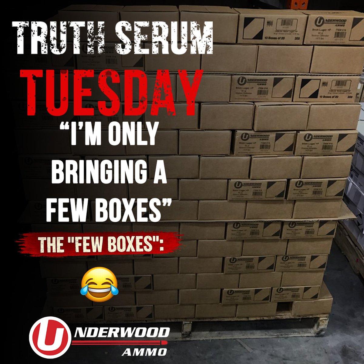 UnderwoodAmmo's tweet photo. 🎯 TRUTH SERUM TUESDAY 🎯
There are two kinds of people:
People who say:
“I’ll only shoot a little today.”
…and people who know that’s a lie 😂
So be honest:
👇 How many boxes are ACTUALLY going in the range bag?
#UnderwoodAmmo #TruthSerumTuesday #RangeLife #2ACommunity https://t.co/PhY58HhsYo