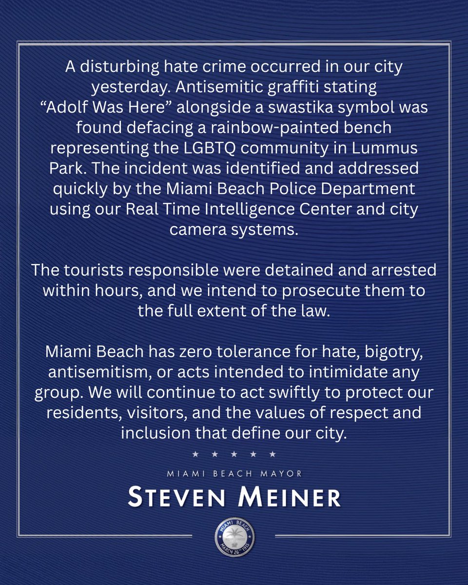Miami Beach Mayor Steven Meiner tweet media