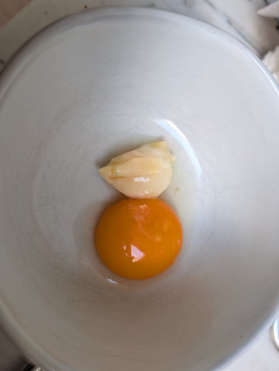 chenxiwang's tweet photo. I cracked an egg and this thing came with it 🧐 https://t.co/E5Kv9BiIeT