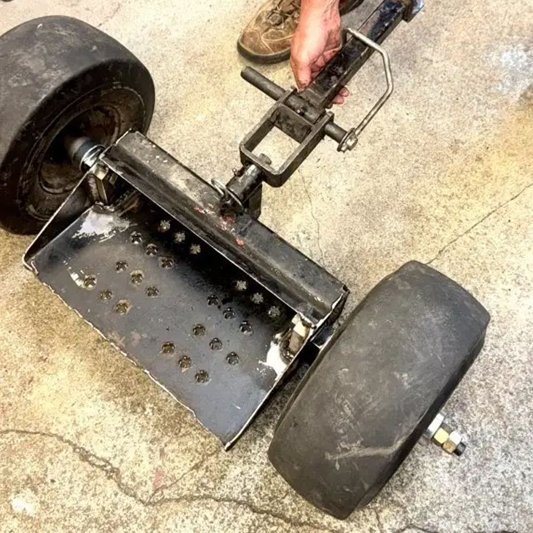 SOLIDWORKS's tweet photo. A sulky is a 2-wheel trailer that rides behind a lawn tractor. Don Bartlett, a retired engineer and longtime Southeast Michigan #SWUGN leader, upgraded his existing sulky with larger wheels to reduce operator shock, using SOLIDWORKS for Makers personal CAD. Learn more about #SOLIDWORKS for #Makers: https://t.co/tb08jnuDpY
