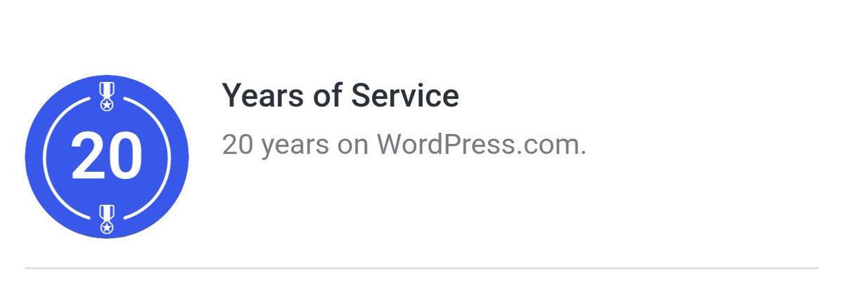 ronnierocket's tweet photo. 🏅2️⃣0️⃣ 20 years on @wordpressdotcom. Still there every single day. Thanks for a great product @photomatt and @automattic. https://t.co/CjovXo6AkO