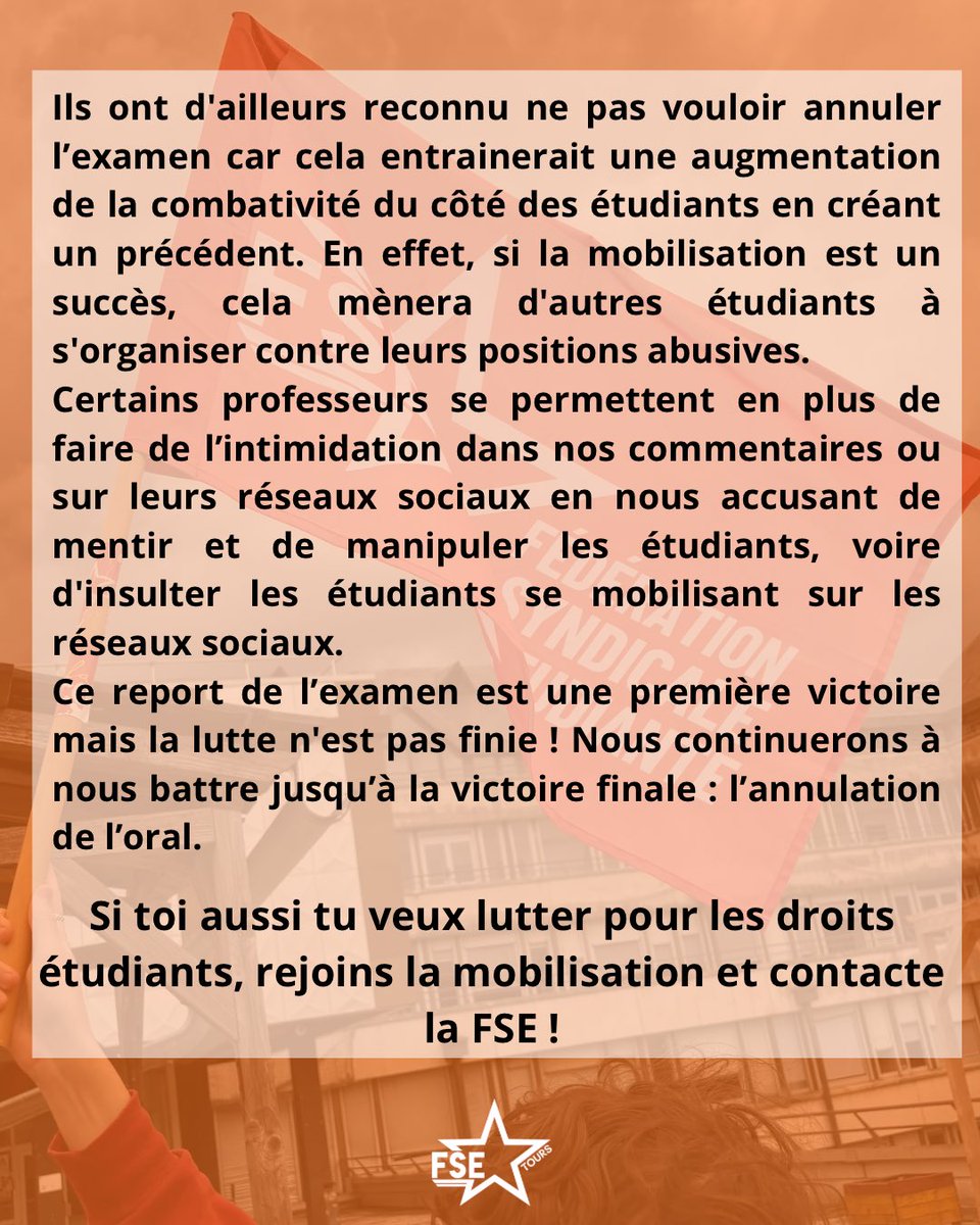 FSE_Tours's tweet photo. Communiqué 📣: Retour sur le blocage de l’examen des L3 LLCER anglais💥

La lutte continue‼️ https://t.co/vI8jKGuknO