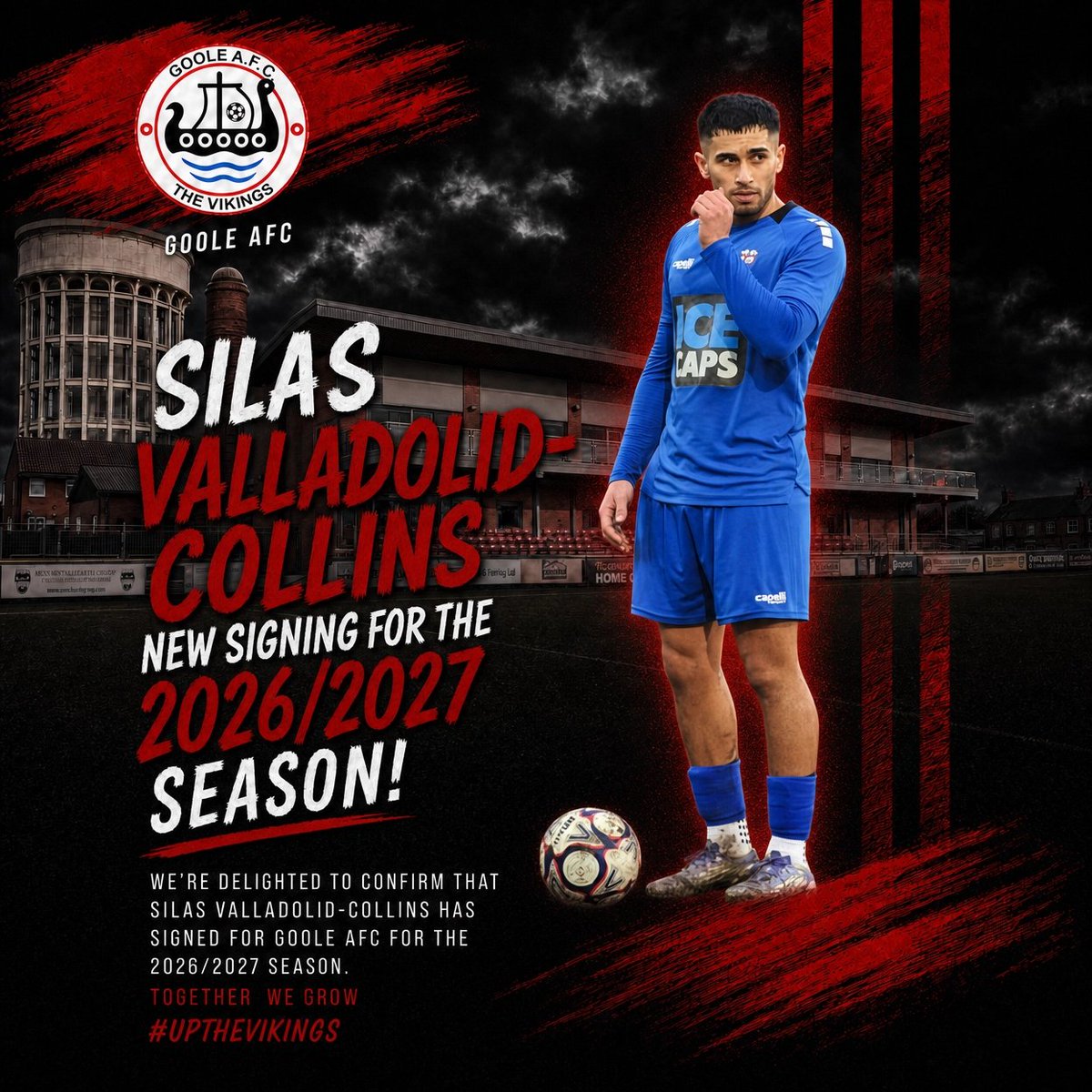 GooleAFC's tweet photo. Former Goole AFC, Rossington Main and Parkgate winger Silas Valladolid Collins has committed to The Vikings for the forthcoming season. 
He knows the club, has played for our new management team previously and knows what it takes to win this league, having done so in 2024. https://t.co/8FiWptBFw1