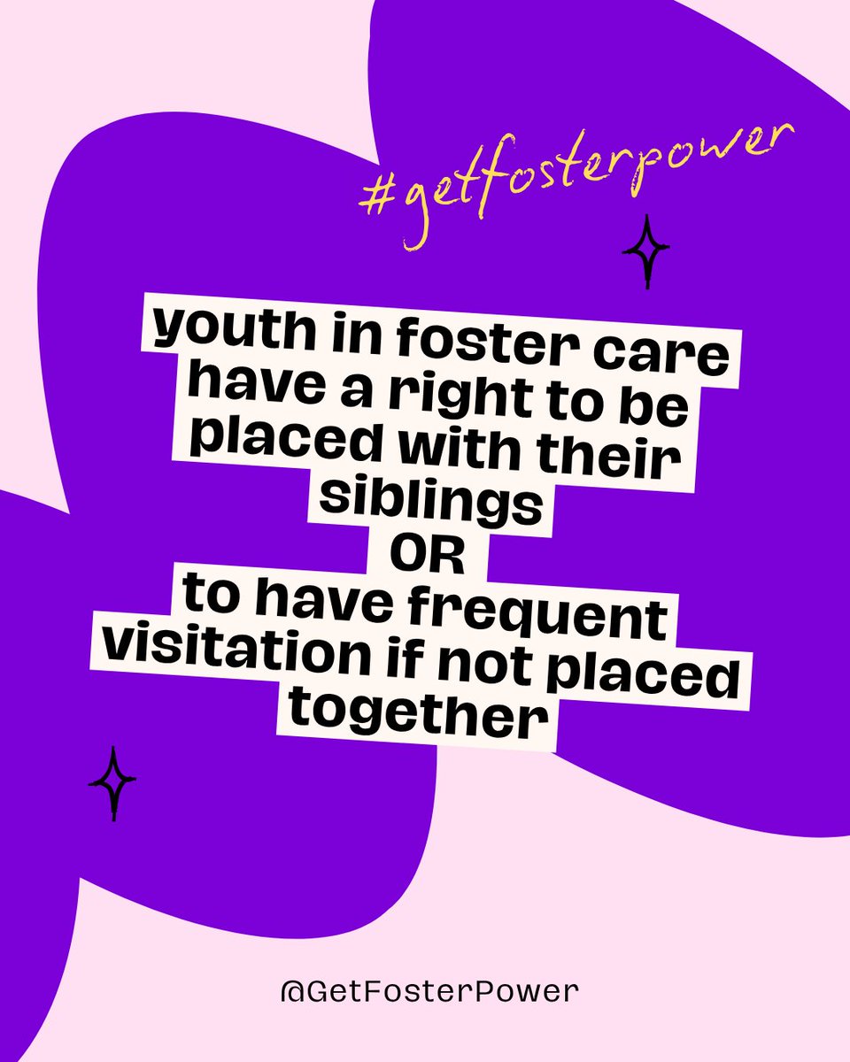 GetFosterPower's tweet photo. Did you know? Youth in foster care have the right to sibling placement or frequent visitation if placed apart. 📱  Download the app to learn more — link in bio!
#getfosterpower #fostercare #fostercareawarenessmonth https://t.co/gnDZNSRzwp