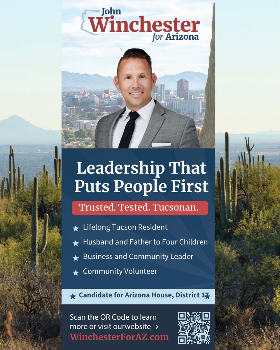 WinchesterforAZ's tweet photo. Trusted. Tested. Tucsonan.  

Learn more and get involved at https://t.co/WuM15O6Ybd https://t.co/fOPSeoU3Wd