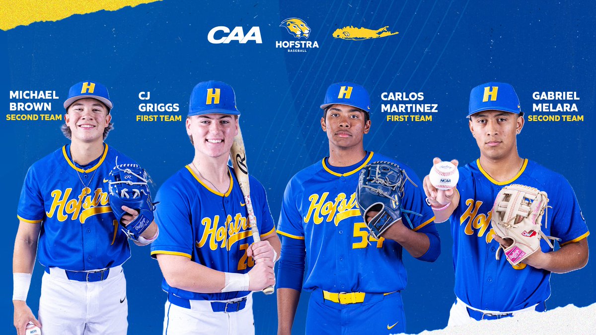 HofstraBaseball's tweet photo. Proud of these 4️⃣ for earning All-CAA accolades❗

#PrideOfLI https://t.co/M189btBHuR