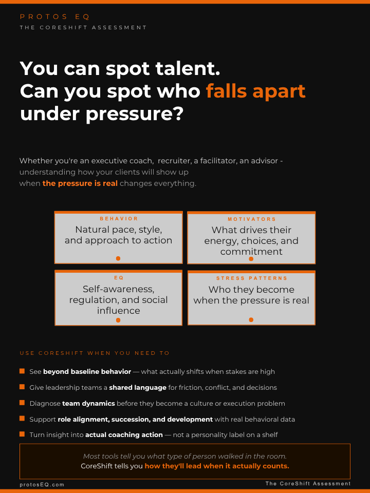 Protos_EQ's tweet photo. Your recruit looks great on film. Then the season goes sideways, the starter gets injured, the crowd turns — and suddenly your five-star commitment is someone else entirely. The CoreShift Assessment shows you who that someone else is before you hand them a scholarship.

Curious? DM us for access. 

#CFB #CBB #NCAAfootball #NCAABasketball #NCAABaseball #NCAASoccer #RecruitingTrail #SigningDay #TransferPortal #AthletePerformance #LeadershipUnderPressure #CoreShift #ProtosEQ #PatMcAfee