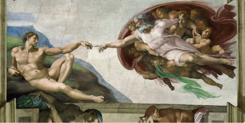 Occult_Student's tweet photo. Tanrı'nın tasviri insan beyni içerisinde, hafif kırık parmak insan iradesinin göstergesi. -Michelangelo 
Tek resimde bize kozmosu gösteren şaheser. https://t.co/zY0vWCkVcF