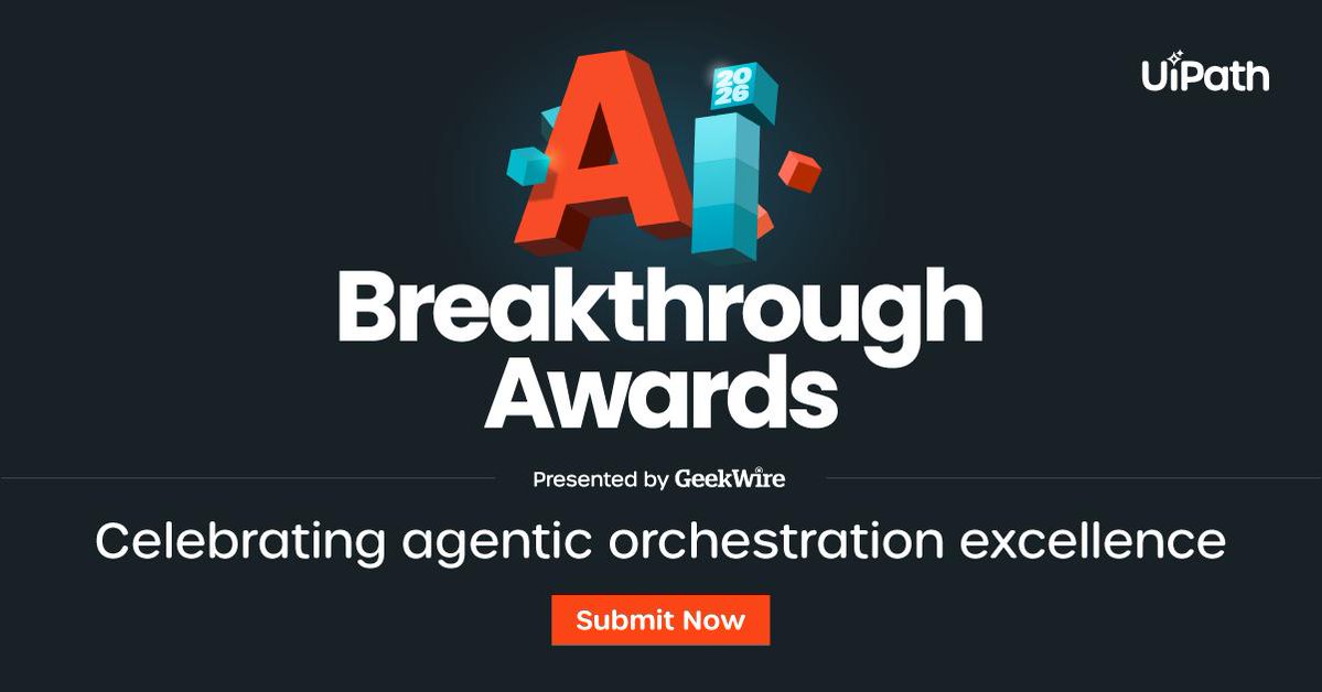 robots4testing's tweet photo. 📢 Calling the boldest innovators in AI, automation, and #AgenticOrchestration. If you know a team transforming how work gets done, nominate them for our 2026 AI Breakthrough Awards with GeekWire: https://t.co/jfkFH9xVTr https://t.co/upf2wGsz8q