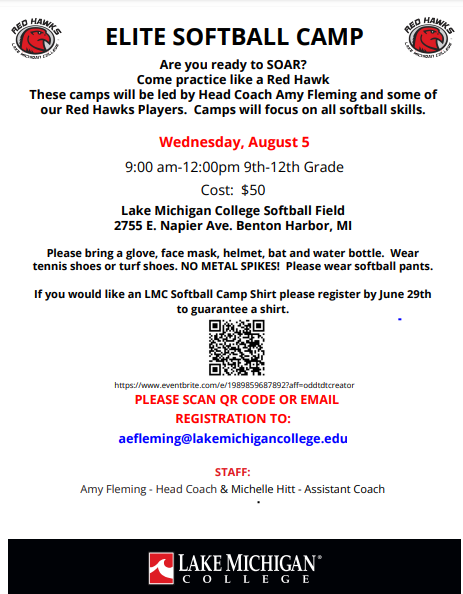 RedHawksSoftba2's tweet photo. Are you ready to SOAR? 🥎 Join us for summer softball camps at LMC!  Register today!

Baby Birds 1st-4th grade June 23rd &amp; July 15th
Little Red Hawks 5th-8th grade June 29th &amp; July 22th
Elite Camp 9th-12th grade August 5th https://t.co/QRX3Ff7Mt4