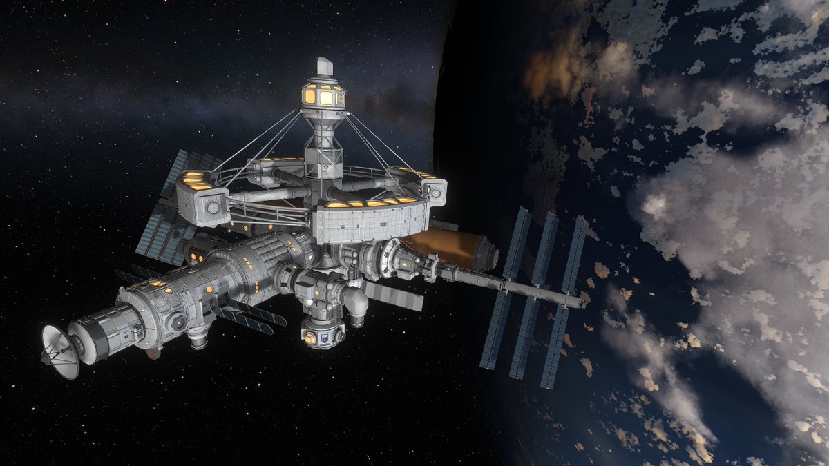 codename_Sly's tweet photo. After blood, sweat and moar boosters, Kerbin Orbital is finally complete. 150km up to better soak in the views you know https://t.co/cF5QY1wn90