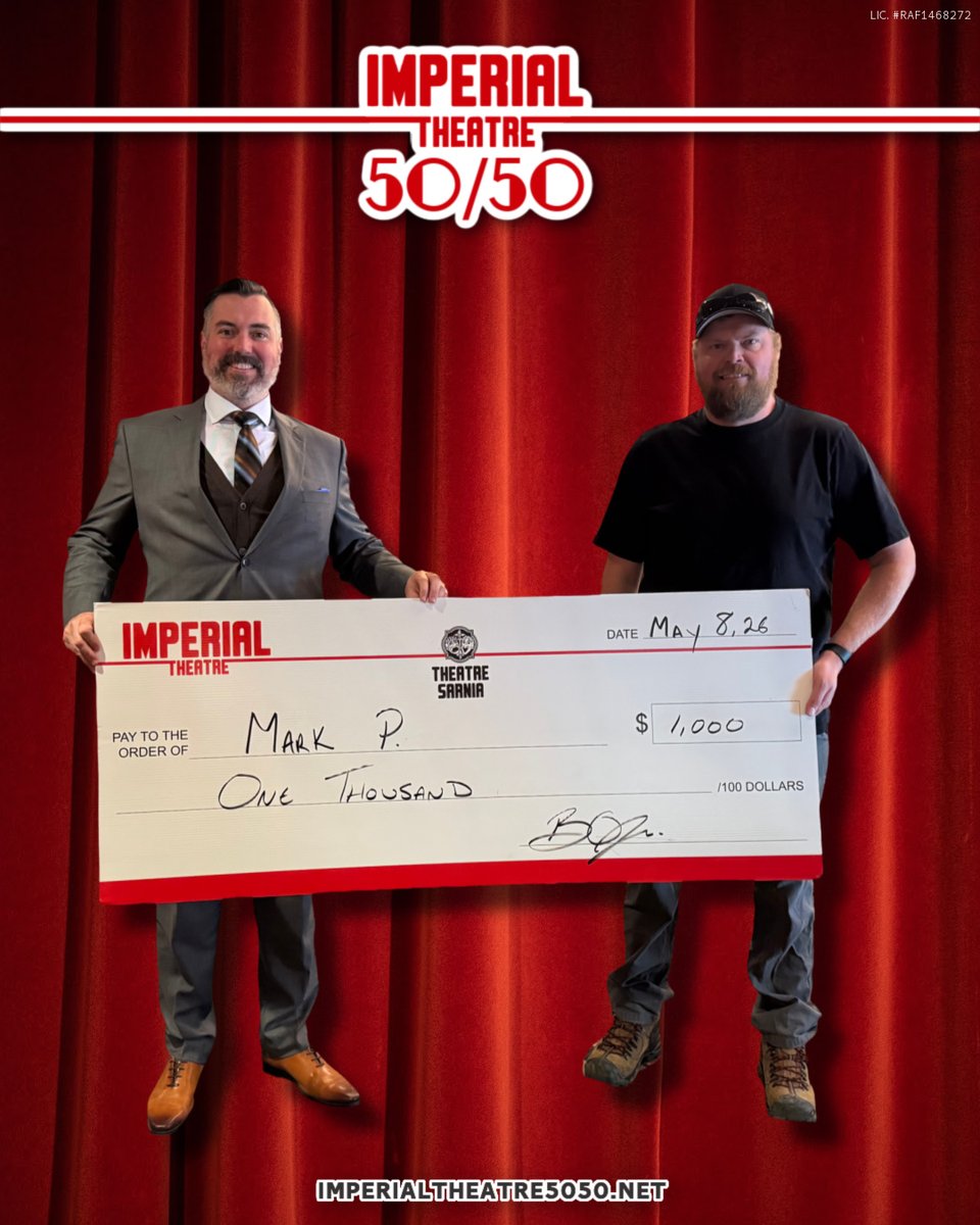 Assisting_You's tweet photo. Earlier this month, Mark P. of Sarnia won our first Early Bird prize of May.

Now things get MUCH bigger because Friday’s Early Bird draw is worth $5,000.

Get your tickets before Thursday’s 11:59 PM deadline:
https://t.co/Ifw5K3JqGj

Imperial Theatre 50/50
Licence #RAF1468272 https://t.co/VYYslGaHzy