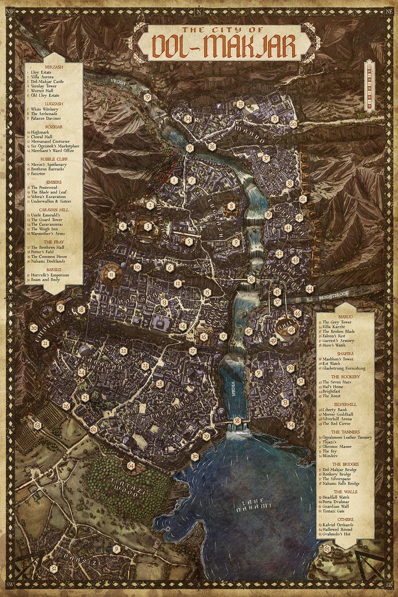 CriticalRole's tweet photo. DIVE IN TO DOL-MAKJAR 🗺️ 🔍

From the Hallowed Round to the Falcon's Rest, explore the lore of Aramán's City of Shields with this magnificent official map by #CriticalRole cartographer Andy Law! 

Even more from C4 awaits TONIGHT (5/19) at 7PM PT as we spill the tea with the Schemers' Table in an all-new, LIVE installment of Tale Gate on https://t.co/OnFH1MdxE3, YouTube, and Twitch! 🫖 ✨ 

LEARN MORE ⬇️
https://t.co/vsv7z53xq1 

[ Map artwork by https://t.co/ZLwHxYwrwm 🧭 🖌️ ]