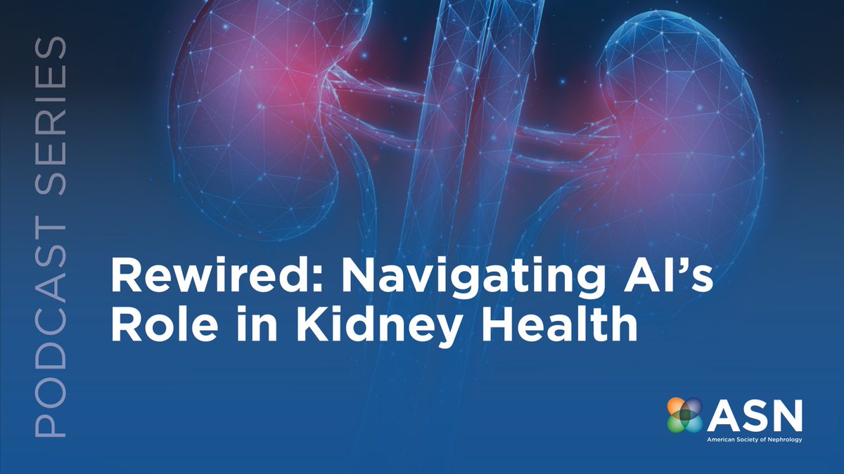 ASNKidney's tweet photo. The Rewired podcast series is back with a new episode. Karandeep Singh, MD, joins Karin Bergling, MD, and Wisit Cheungpasitporn, MD, to unpack how the AI-Powered Kidney Care Network is connecting medicine and technology to drive the future of kidney health. Listen now: https://t.co/IdhBwNricm