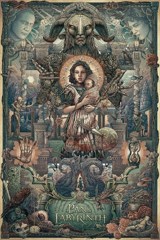 StephenGeoRae's tweet photo. Fabulous poster for "Pan's Labyrinth", Guillermo del Toro's 2006 masterpiece; designed by Ise Ananphada https://t.co/2mjlBpFjzL