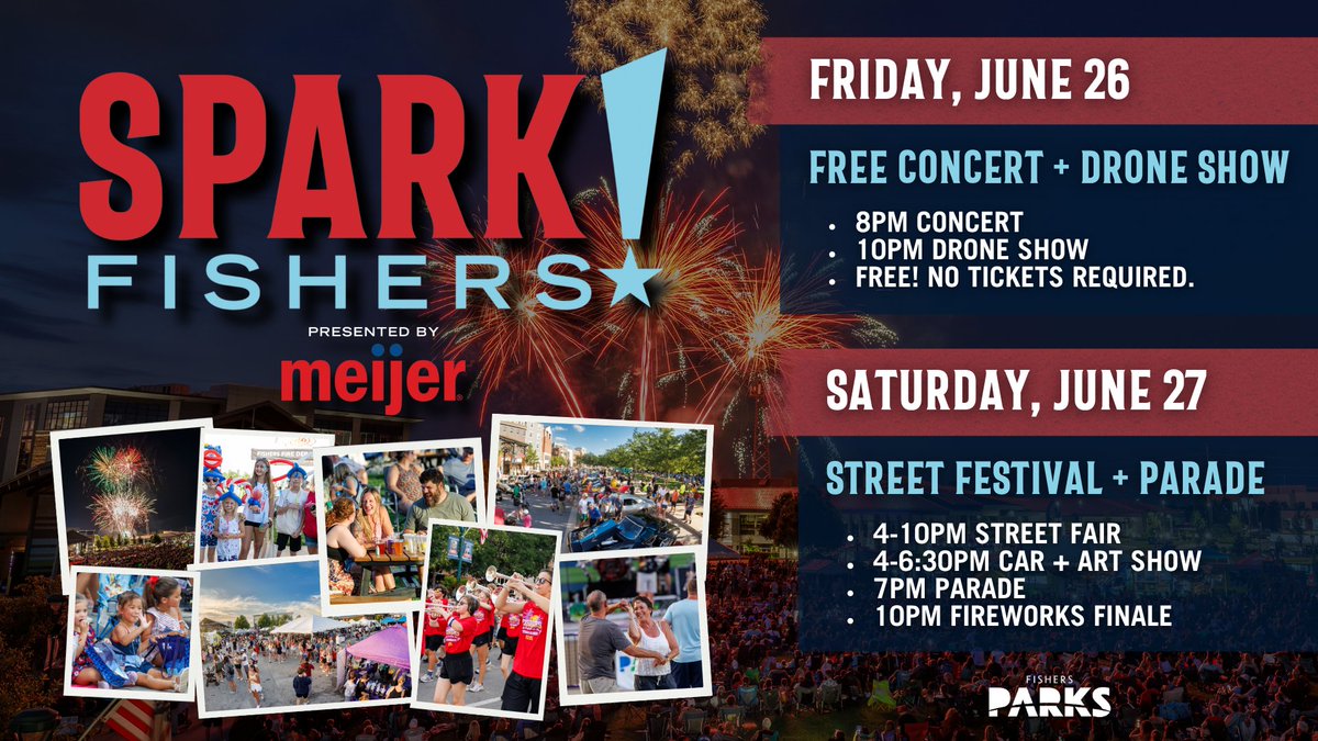 FishersParks's tweet photo. Spark!Fishers is right around the corner! 🎆 

Explore our 2026 schedule &amp; plan your weekend of fun for the whole family at https://t.co/09ulwTcxKO.

Additional details coming soon! ✨ https://t.co/9XtXqyWkn4