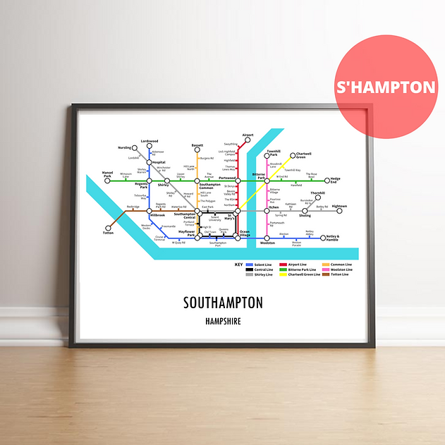 UnderdogStudio3's tweet photo. Southampton Underground Style Map 🚇 Customisable in A4/A3 Framed or Unframed Options 📍🗺️ https://t.co/TxRmZdBmiY

#southampton #saintsfc #saints https://t.co/hatcYozk68