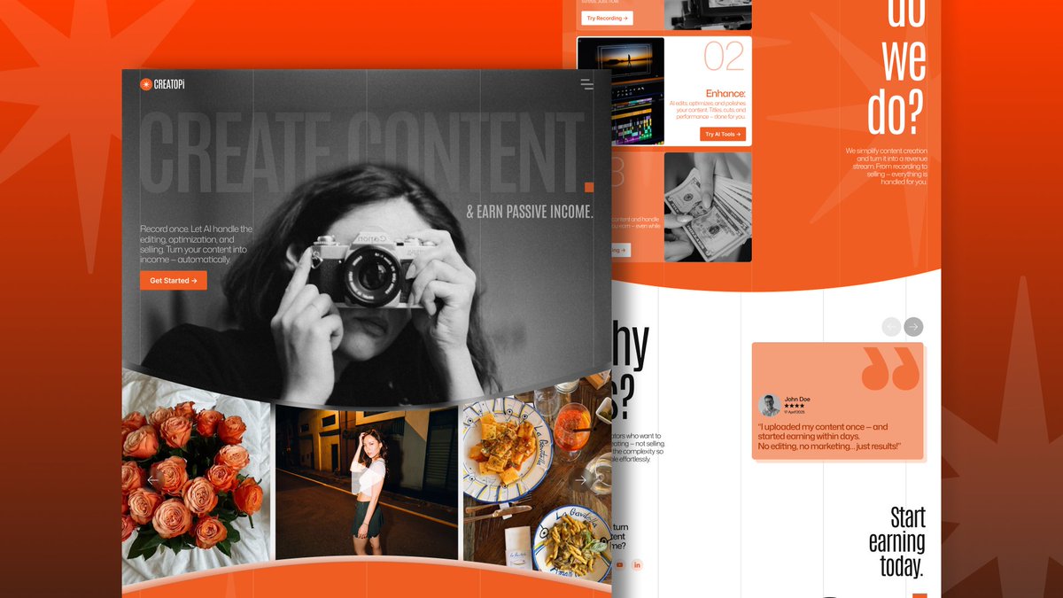 eshuklaa's tweet photo. Just wrapped a UI exploration - Creatopi, a modern landing page for creators. Focused on layout, hierarchy &amp; visual storytelling.
Figma 👉 https://t.co/wRqIb7BAxR
Behance 👉 https://t.co/sGT07TdENR

#UIUX #Design #LandingPage #Figma #WebDesign #UXDesign #SocialMedia #Influencer https://t.co/xTQiVH9HHB