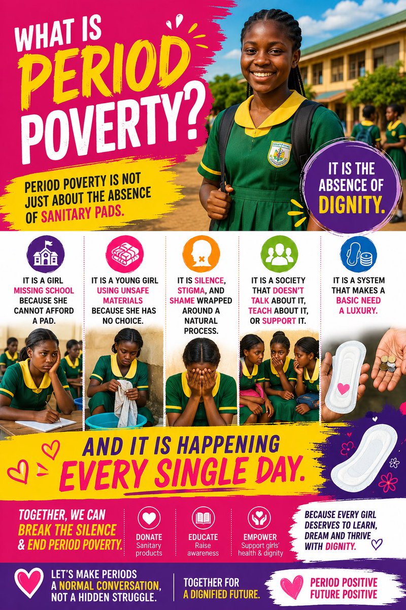 thesewingteach1's tweet photo. What is Period Poverty?

Period poverty is not just about the absence of sanitary pads.
It is the absence of dignity.

It is a girl missing school because she cannot afford a pad
It is a young girl using unsafe materials because she has no choice. https://t.co/tDYX0PWcX7